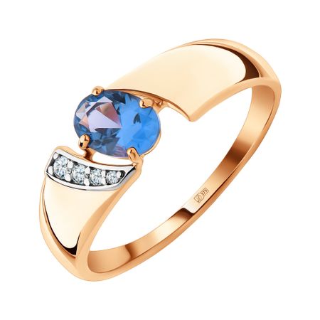 Золотое кольцо с танзанитом и фианитами с родированием 19990₽