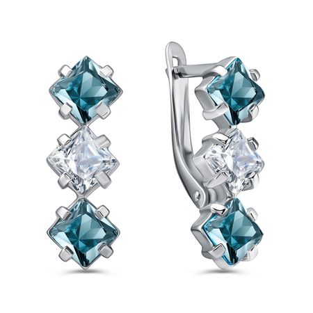 Серебряные серьги с кварцем и фианитами 3600₽