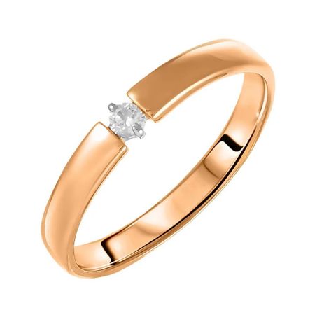 Золотое обручальное кольцо с бриллиантом и родированием 18490₽