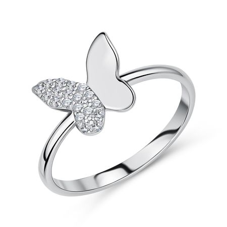 Серебряное кольцо Бабочка с фианитами и родированием 249₽