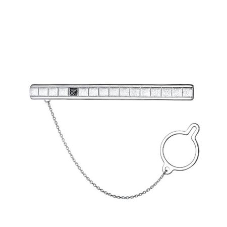 Серебряный зажим для галстука с бриллиантами и родированием 6990₽