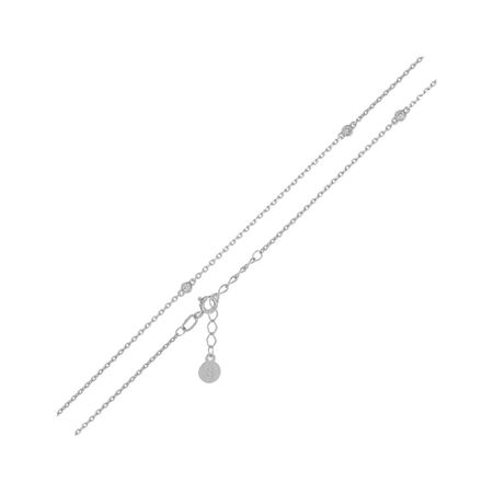 Серебряный браслет на ногу с фианитами и родированием 690₽