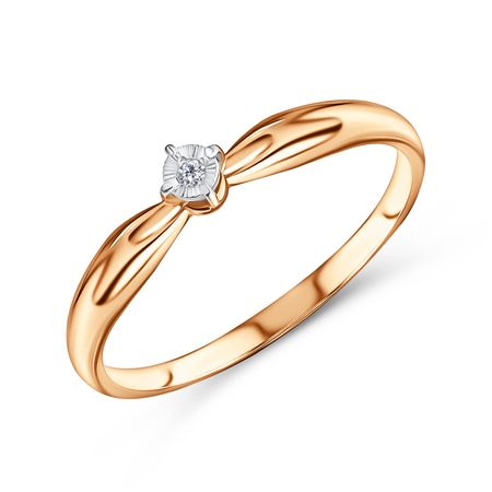 Золотое кольцо с бриллиантом и алмазной гранью с родированием 22990₽