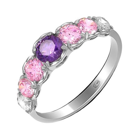 Кольцо из серебра с аметистом и фианитами 1190₽