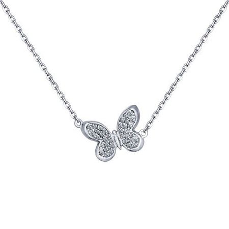 Серебряное колье Бабочка с фианитами и родированием 990₽