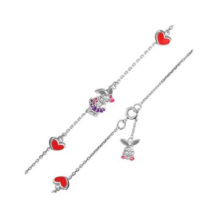 Серебряный детский браслет Заяц с эмалью и родированием 1440₽