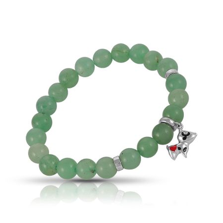 Серебряный браслет Собака с авантюрином и эмалью с фианитами 1440₽