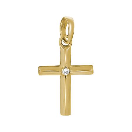 Золотая подвеска Крест с бриллиантом 14990₽