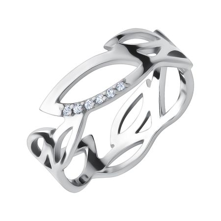 Серебряное кольцо с фианитами и родированием 1000₽