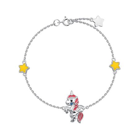 Серебряный детский браслет Единорог с эмалью и родированием 1560₽