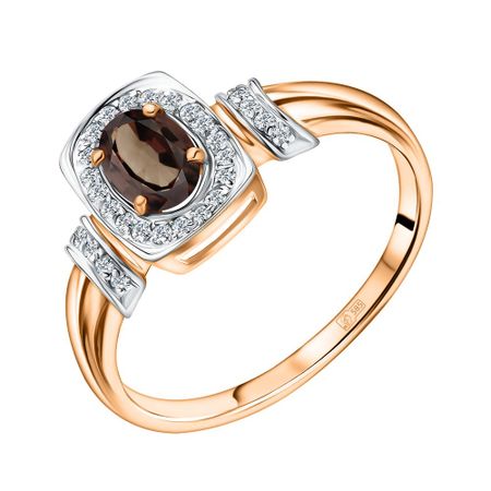 Золотое кольцо с раухтопазом и бриллиантами 30990₽