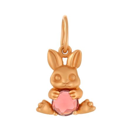 Золотая детская подвеска Заяц с гранатом