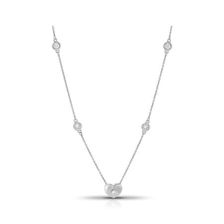 Серебряное колье Сердце с фианитами и родированием 1390₽