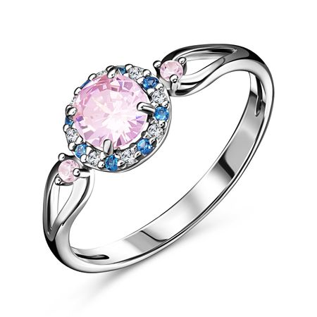 Серебряное кольцо с фианитами и родированием 249₽