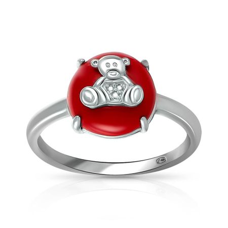 Кольцо из серебра с кораллом и фианитами 480₽