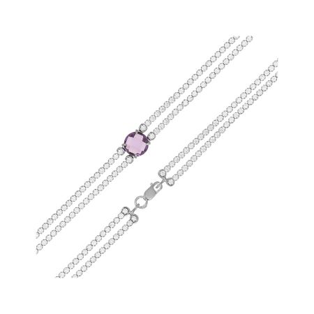 Серебряный браслет с ювелирным кристаллом и фианитами с родированием 4860₽