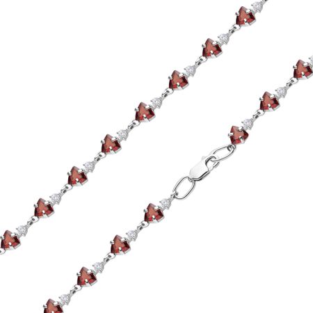 Серебряный браслет с гранатом и фианитами с родированием 2760₽