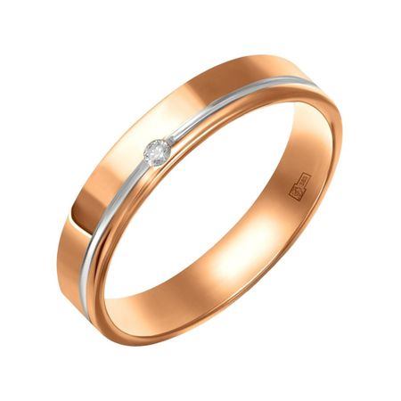 Золотое обручальное кольцо с бриллиантом и родированием 41990₽