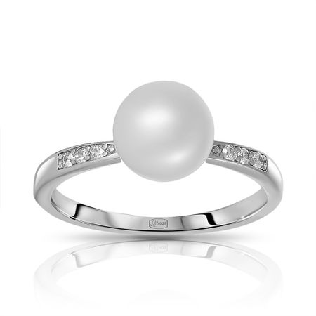 Кольцо из серебра с жемчугом и фианитами 1190₽