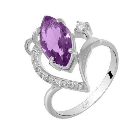 Серебряное кольцо с аметистом и фианитами 900₽
