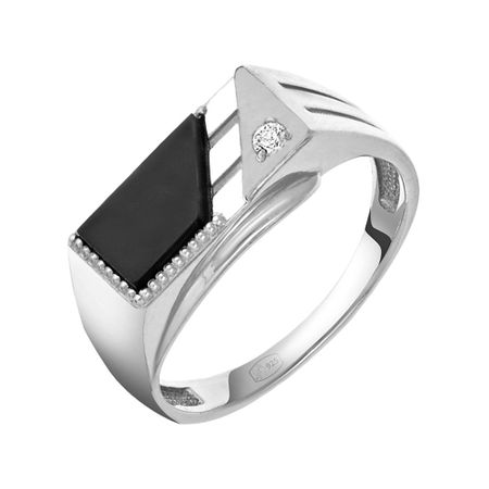 Кольцо-печатка из серебра с ониксом и фианитом 1440₽