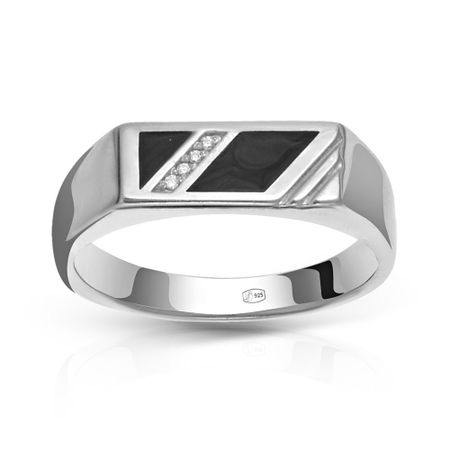 Кольцо-печатка из серебра с эмалью и фианитами 1990₽