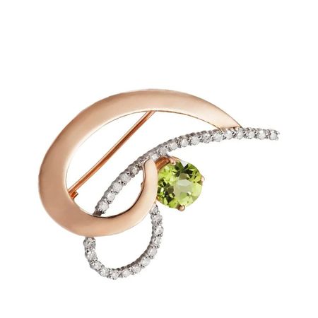 Брошь из золота с хризолитом и бриллиантами 38990₽