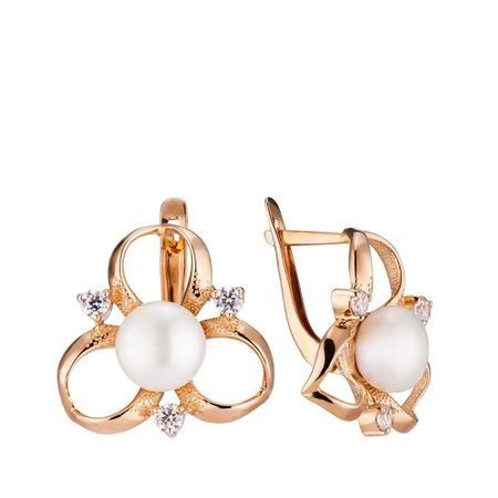 Серьги из золота с жемчугом и фианитами 83990₽