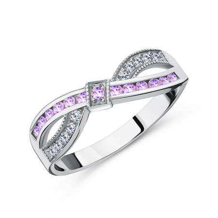 Серебряное кольцо с аметистами и фианитами с родированием 1490₽