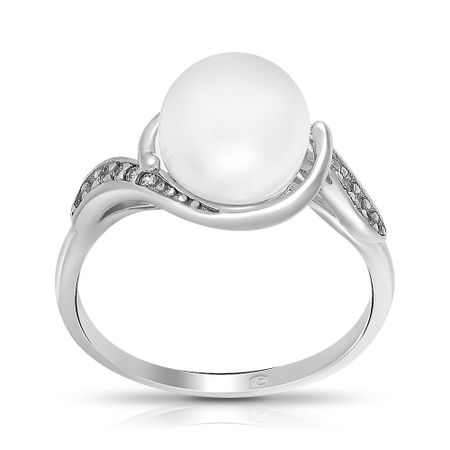 Кольцо из серебра с жемчугом и фианитами 990₽