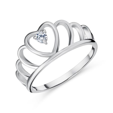 Серебряное кольцо с фианитом и родированием 590₽