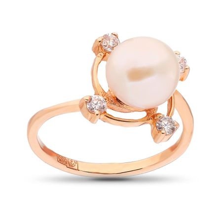 Кольцо из золота с жемчугом и фианитами 41990₽