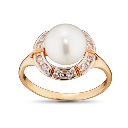 Кольцо из золота с жемчугом и фианитами 30990₽