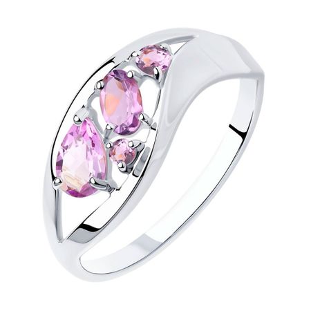 Серебряное кольцо с аметистами и родированием 990₽