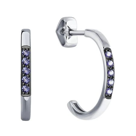 Золотые серьги с танзанитами и родированием 57990₽