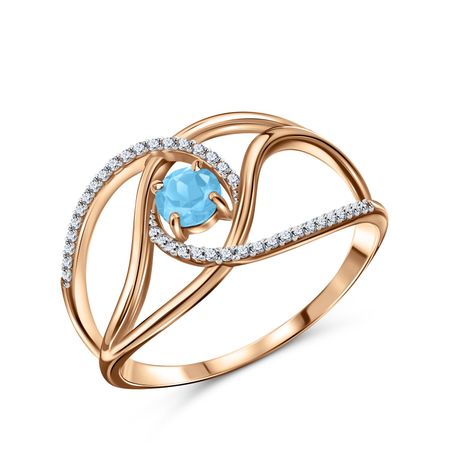 Золотое кольцо с топазом и фианитами с родированием 49990₽