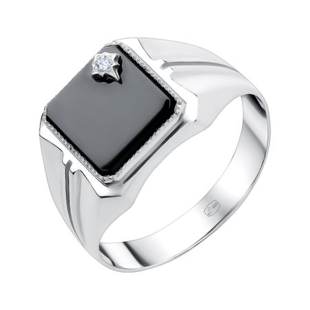 Серебряная печатка с фианитами и родированием 5000₽