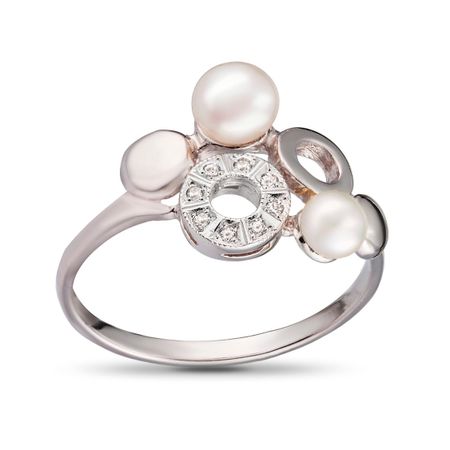 Кольцо из золота с жемчугом и фианитами 34990₽