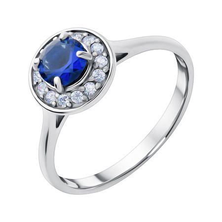 Серебряное кольцо с ювелирным кристаллом и фианитами с родированием 810₽