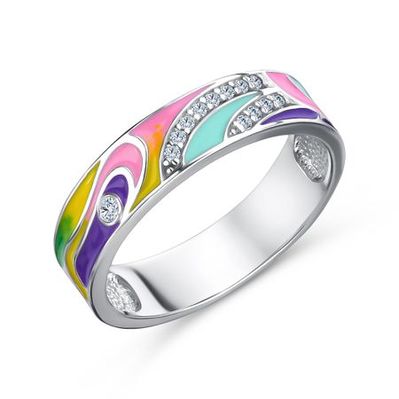 Серебряное кольцо с эмалью и фианитами 1490₽