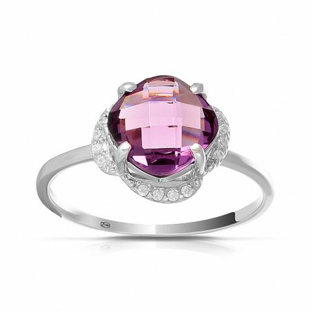 Кольцо из серебра с аметистом и фианитами 590₽
