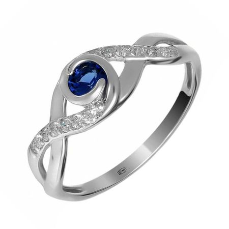 Серебряное кольцо с сапфиром и фианитами 490₽