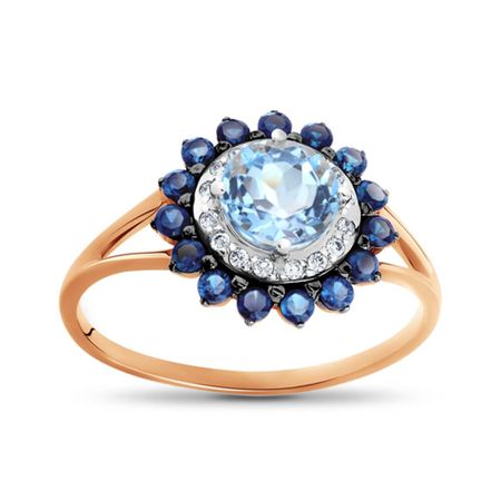 Кольцо из золота с топазом Sky и фианитами 28990₽