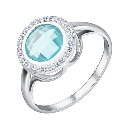 Серебряное кольцо с топазом и фианитами с родированием 990₽