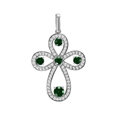 Золотая подвеска с изумрудами и бриллиантами с родированием 157990₽