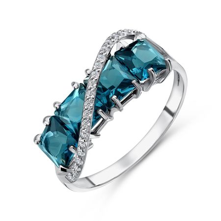 Серебряное кольцо с алпанитом и фианитами с родированием 810₽