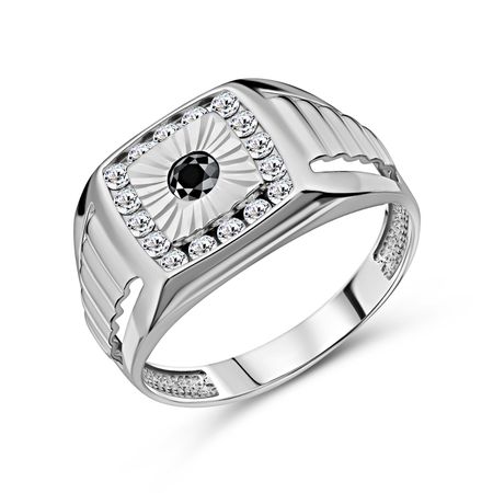 Серебряная печатка с фианитами и родированием 2990₽