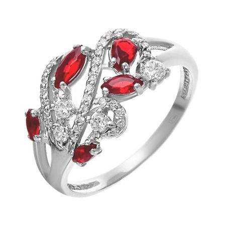 Серебряное кольцо с фианитами и родированием 1650₽