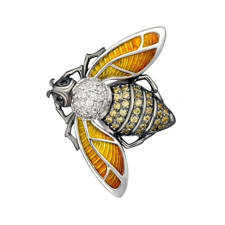 Брошь Пчела из серебра с эмалью и фианитами 3800₽