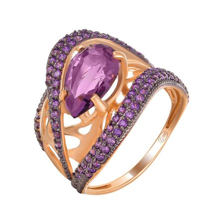 Кольцо из серебра с ювелирным кристаллом и фианитами 2790₽